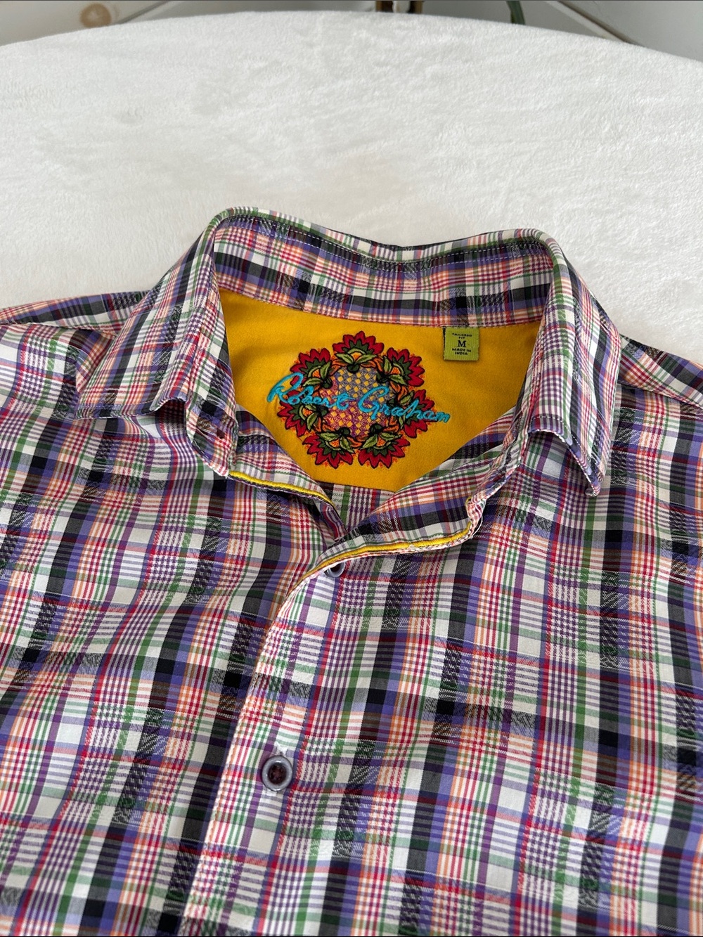 Robert Graham Multicolor Plaid Button-Down Shirt with Yellow Interior